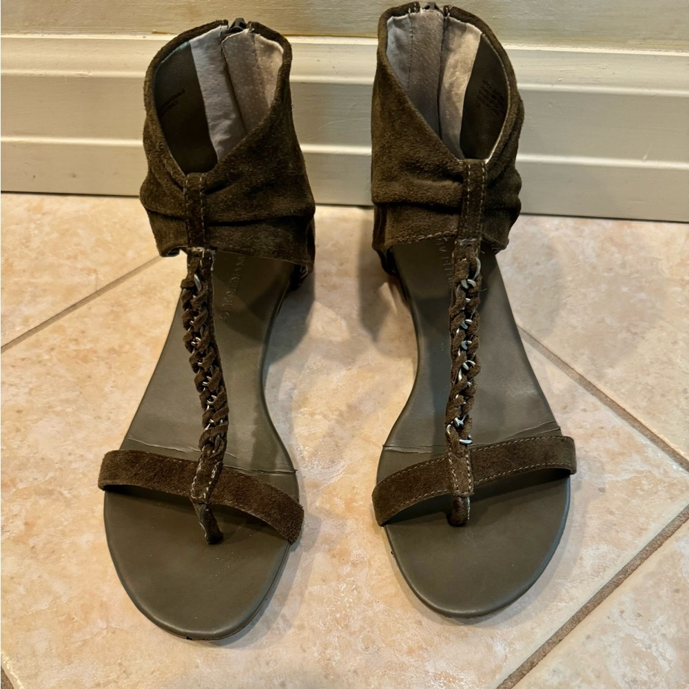 Olive Green Suede Sandals